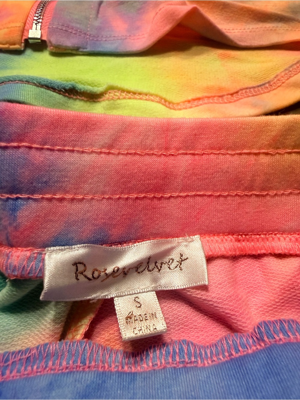 Rosevelvet Tie-Dye Zip Hoodie And Short Set- Pink, Yellow, Blue, Green - Picture 4 of 7